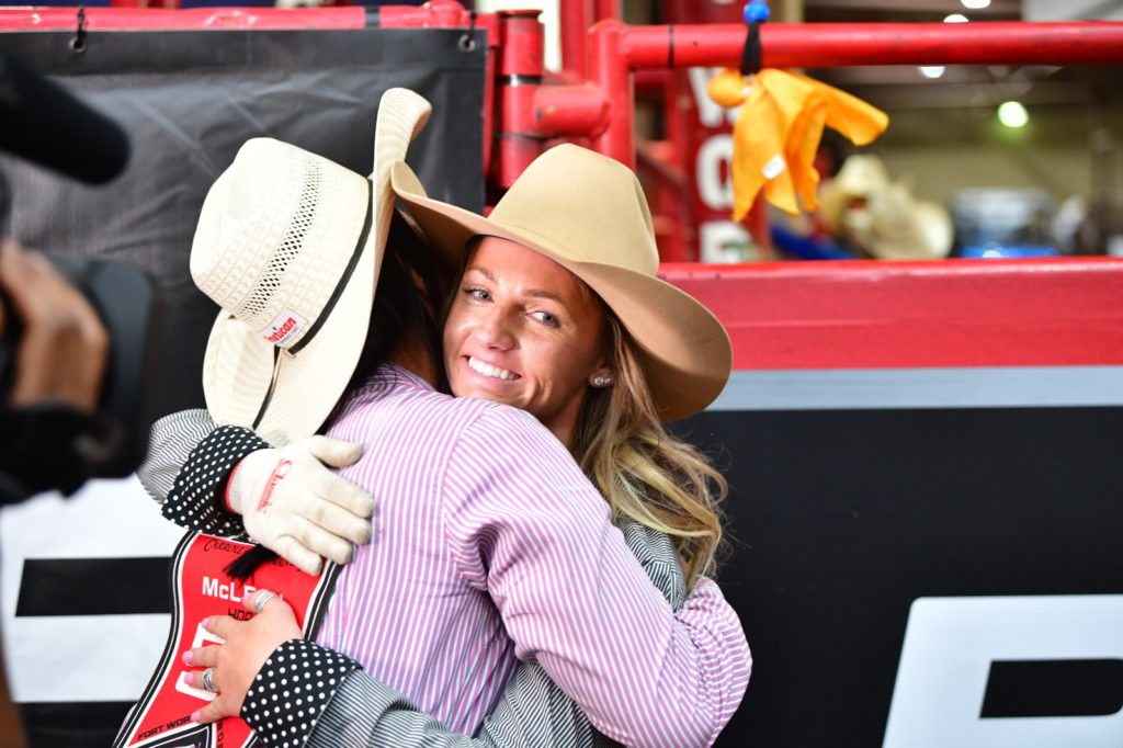 As a result of their 6.56-second run in the Triple Crown Round at the Women's Rodeo World Championship, best friends Kylie McLean and Megan Gunter have won the World Championship titles and are now $120,000 richer.