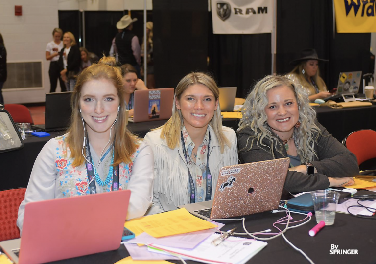 Lillian Kent, Casey allen and Chelsea Shaffer behind the 2022 NFR Media scenes
