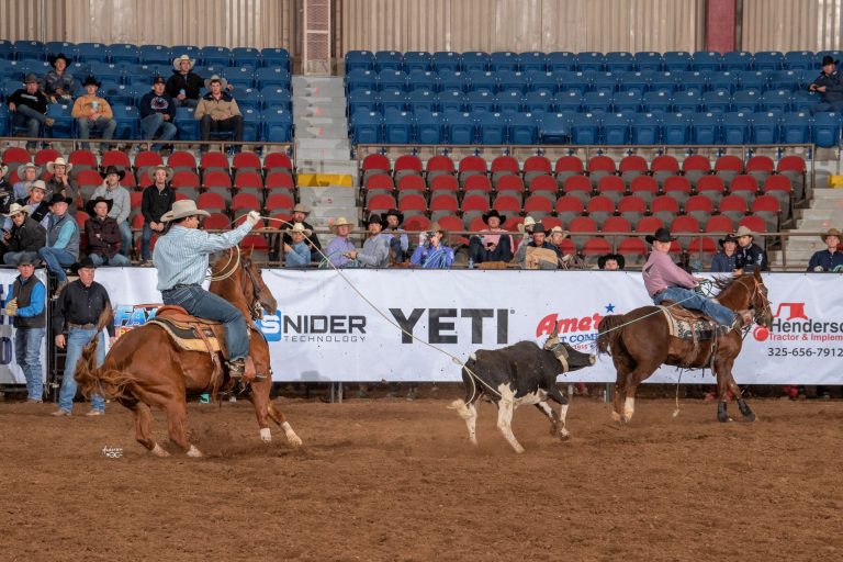 J.C. and L.J. Yeahquo compete in the san angelo rodeo slack