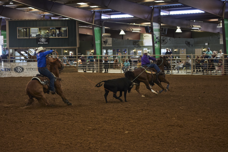 Kaleb Driggers and Wesley Thorp roping a steer at the 2022 Danny Dietz Memorial Classic.