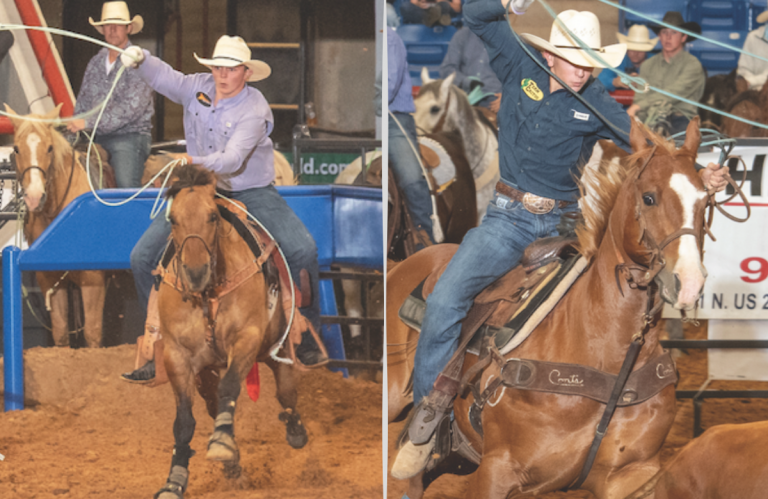 Walker Guy and Houston Childers team rope at the 2023 Resistol Jr. Championship